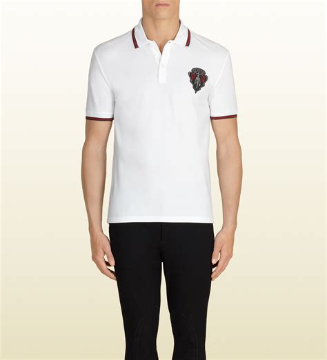 gucci polo shirt white|white gucci polo shirts men.